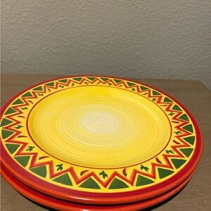 Vibrant Yellow and Red Decorative Plate‎